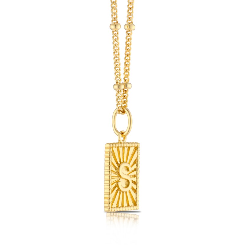 Main Image 2 of Sterling Silver & 18ct Gold Plated Vermeil Initial S Pendant
