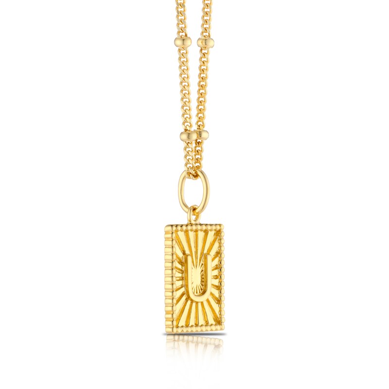 Main Image 2 of Sterling Silver & 18ct Gold Plated Vermeil Initial U Pendant