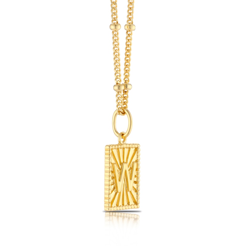 Main Image 2 of Sterling Silver & 18ct Gold Plated Vermeil Initial W Pendant