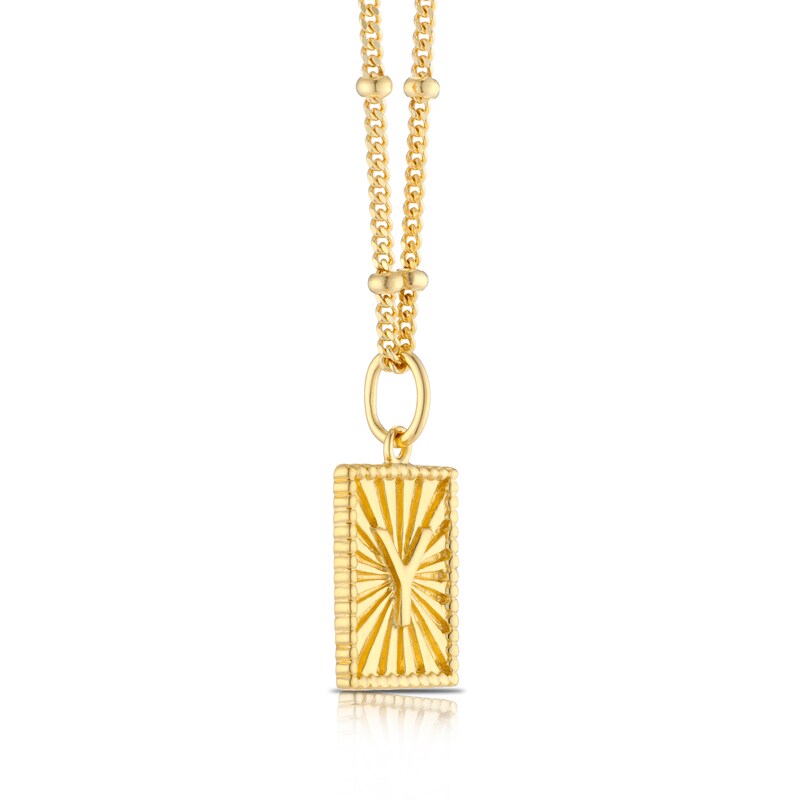 Main Image 2 of Sterling Silver & 18ct Gold Plated Vermeil Initial Y Pendant