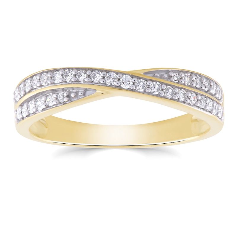 Main Image 1 of 9ct Yellow Gold 0.20ct Diamond Crossover Ring