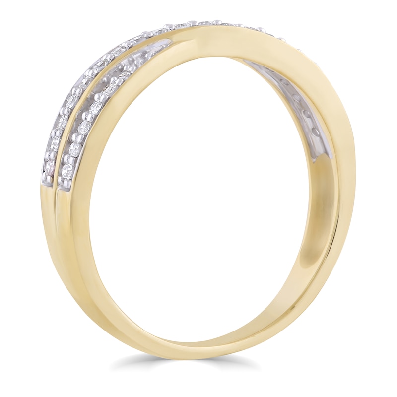 Main Image 2 of 9ct Yellow Gold 0.20ct Diamond Crossover Ring