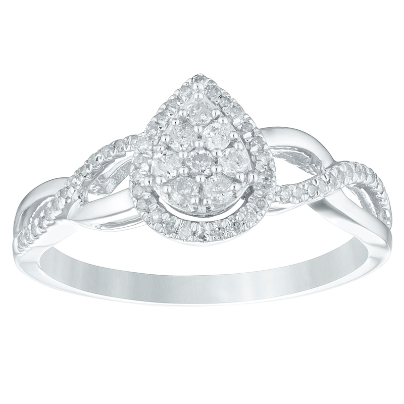 Main Image 1 of 9ct White Gold 0.20ct Diamond Pear Shaped Cluster Ring
