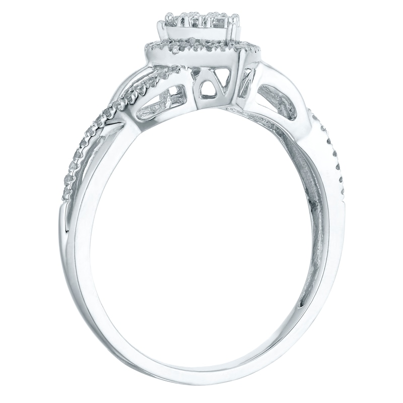 Main Image 2 of 9ct White Gold 0.20ct Diamond Pear Shaped Cluster Ring