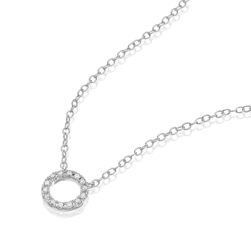 Main Image 1 of Sterling Silver 0.08ct Diamond Open Circle Pendant