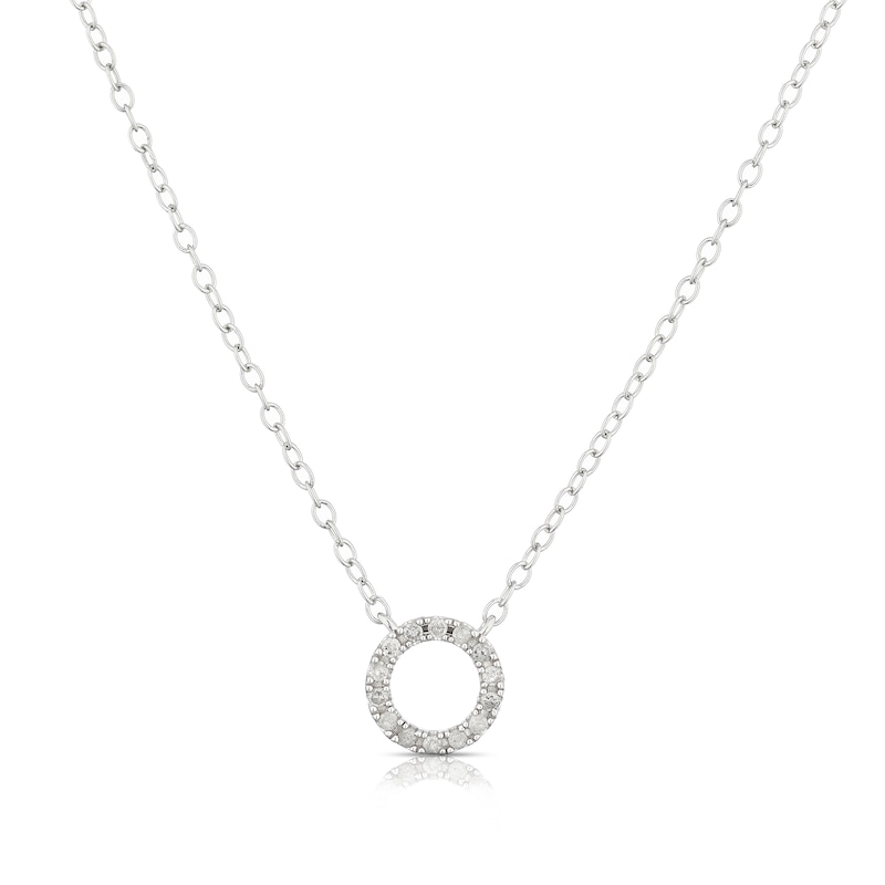 Main Image 3 of Sterling Silver 0.08ct Diamond Open Circle Pendant
