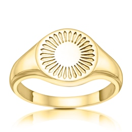 Sterling Silver & 18ct Gold Plated Vermeil Flower Signet Ring