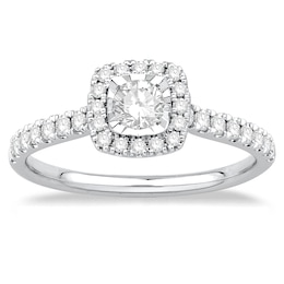 9ct White Gold 0.50ct Diamond Illusion Set Cushion Halo Ring