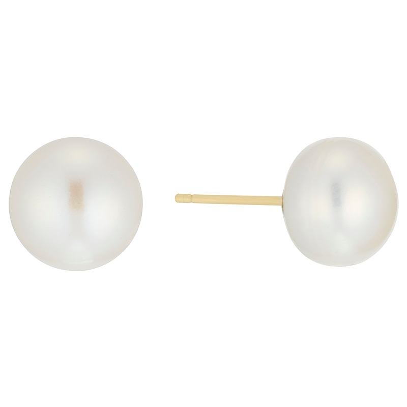 9ct Yellow Gold Cultured Freshwater Pearl 9mm Stud Earrings