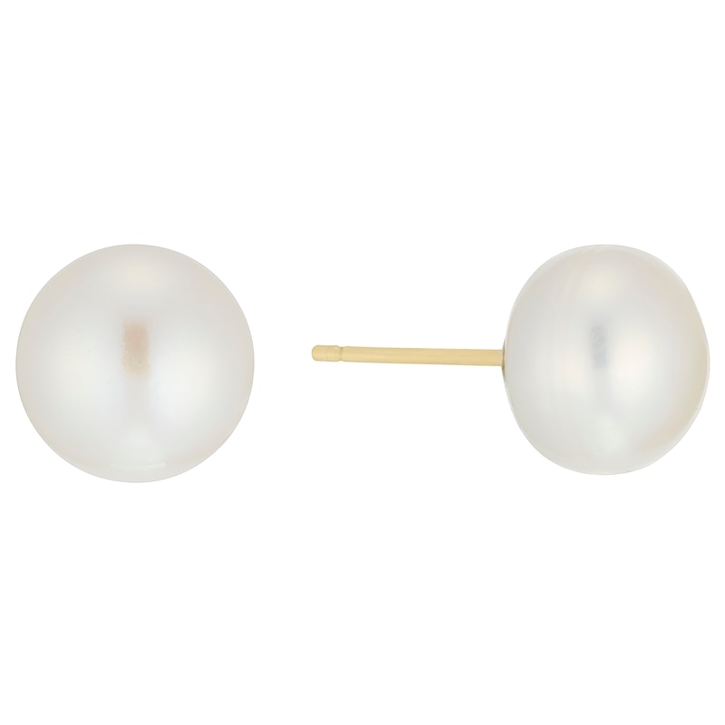 Main Image 1 of 9ct Yellow Gold Cultured Freshwater Pearl 9mm Stud Earrings