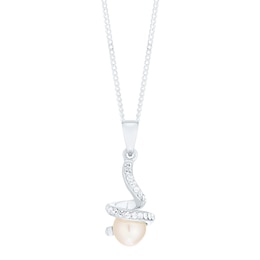 Sterling Silver Cultured Freshwater Pearl & Crystal Pendant