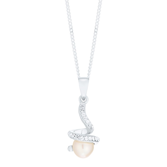 Sterling Silver Cultured Freshwater Pearl and Crystal Pendant