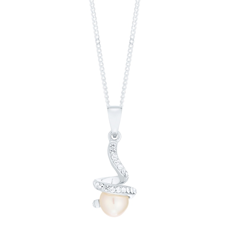 Sterling Silver Cultured Freshwater Pearl & Crystal Pendant
