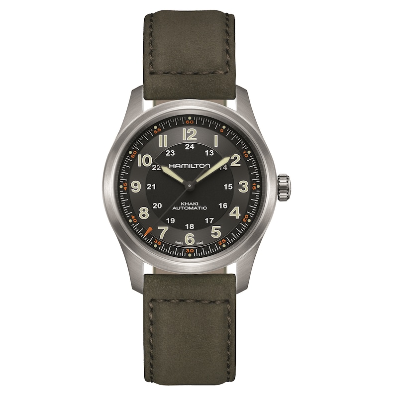Main Image 1 of Hamilton Khaki Field Titanium Men's Green Leather Watch