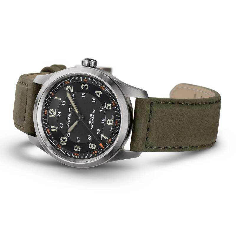 Main Image 2 of Hamilton Khaki Field Titanium Men's Green Leather Watch