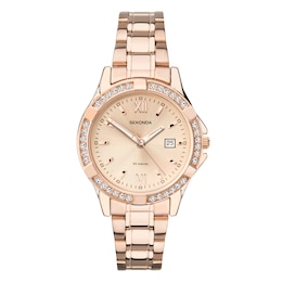 Sekonda Crystal Ladies' Rose Gold Tone Bracelet Watch