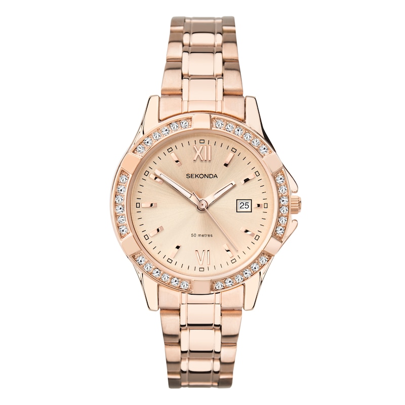 Sekonda Crystal Ladies' Rose Gold Tone Bracelet Watch