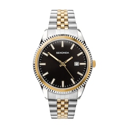 Sekonda Men’s King Black Dial Two Tone Stainless Steel Bracelet Watch