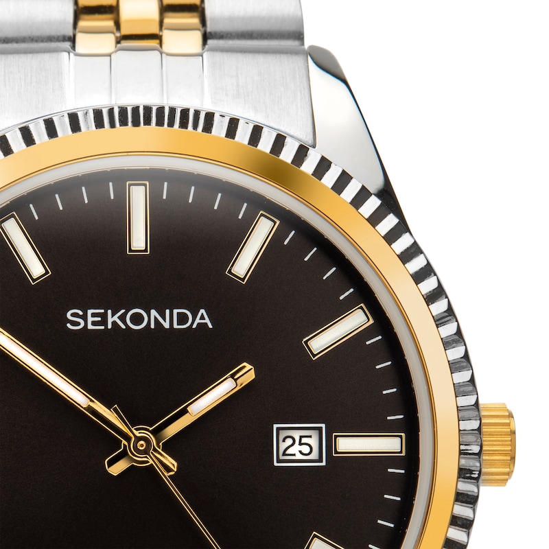 Sekonda Men’s King Black Dial Two Tone Stainless Steel Bracelet Watch