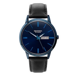 Sekonda Men’s Jackson Blue Dial Black Leather Strap Watch
