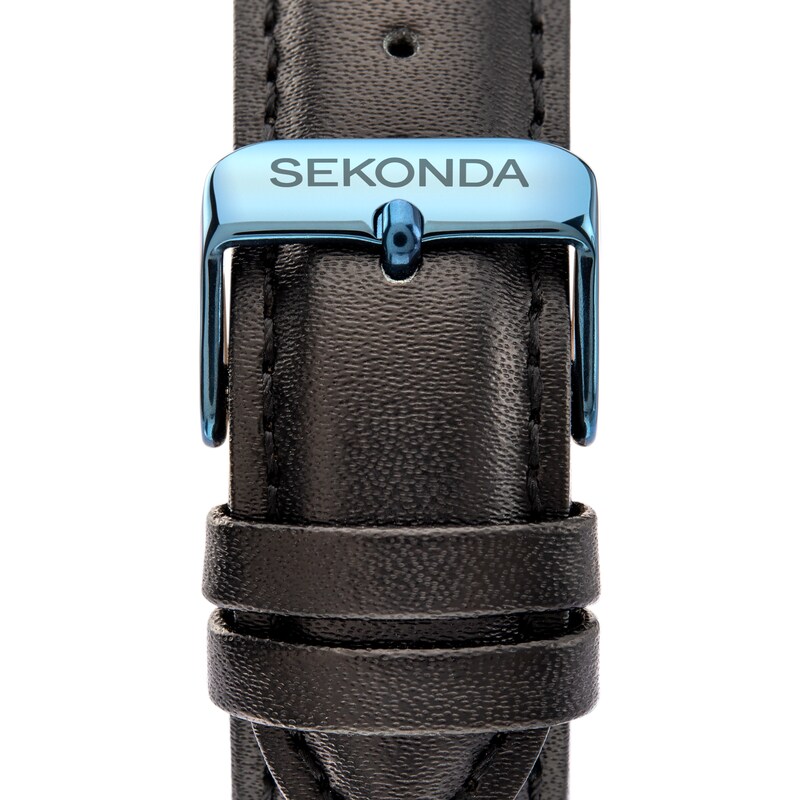 Main Image 6 of Sekonda Men’s Jackson Blue Dial Black Leather Strap Watch