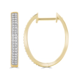 9ct Yellow Gold 0.25ct Diamond Double Row Hoop Earrings