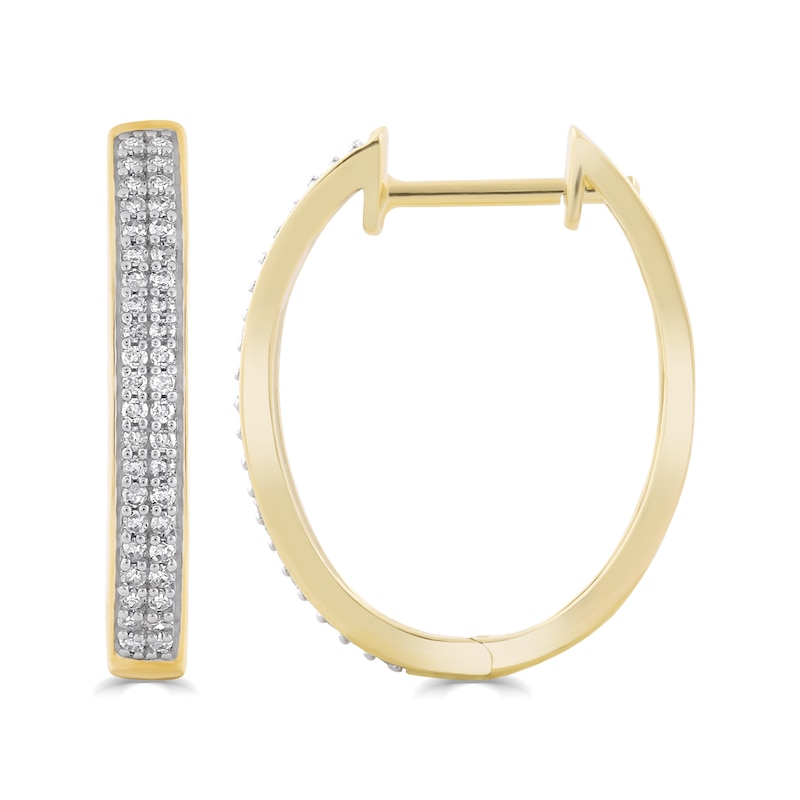 Main Image 1 of 9ct Yellow Gold 0.25ct Diamond Double Row Hoop Earrings