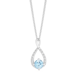 Sterling Silver & Blue Topaz Diamond Infinity Pendant