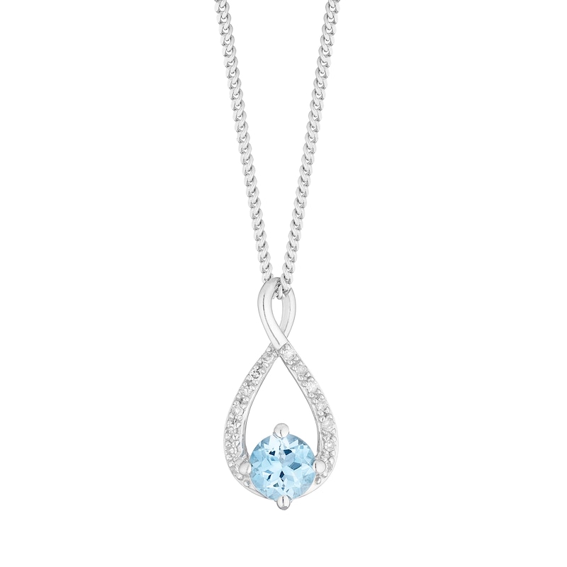 Main Image 1 of Sterling Silver & Blue Topaz Diamond Infinity Pendant