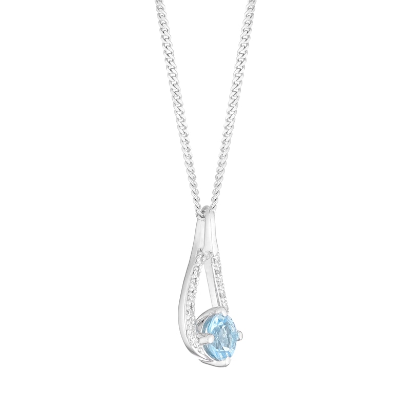 Main Image 2 of Sterling Silver & Blue Topaz Diamond Infinity Pendant