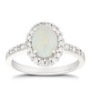 Thumbnail Image 1 of 9ct White Gold Opal 0.25ct Diamond Halo Ring