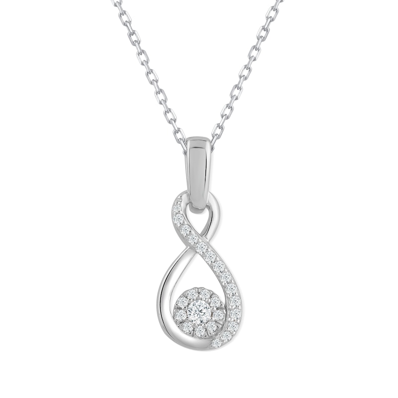 9ct White Gold & 0.10ct Diamond Infinity Pendant