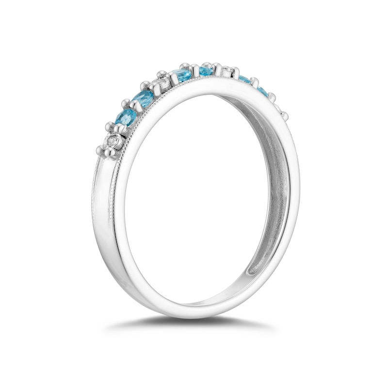 Main Image 2 of Sterling Silver Blue Topaz & Diamond Eternity Ring