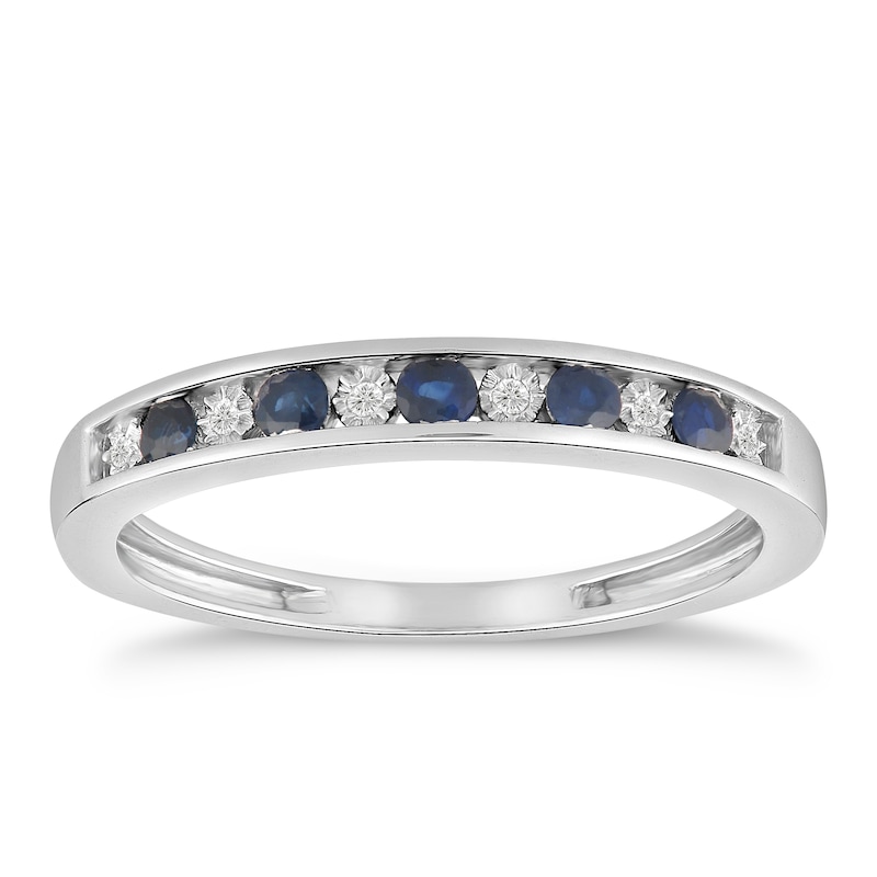 Main Image 1 of 9ct White Gold Sapphire & Diamond Eternity Ring