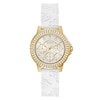 Thumbnail Image 0 of Guess Crown Jewels Ladies' Gold Tone Stone Set Bezel White Silicone Strap Watch