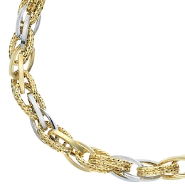 9ct Two Colour Gold Contrasting Link Chain Bracelet