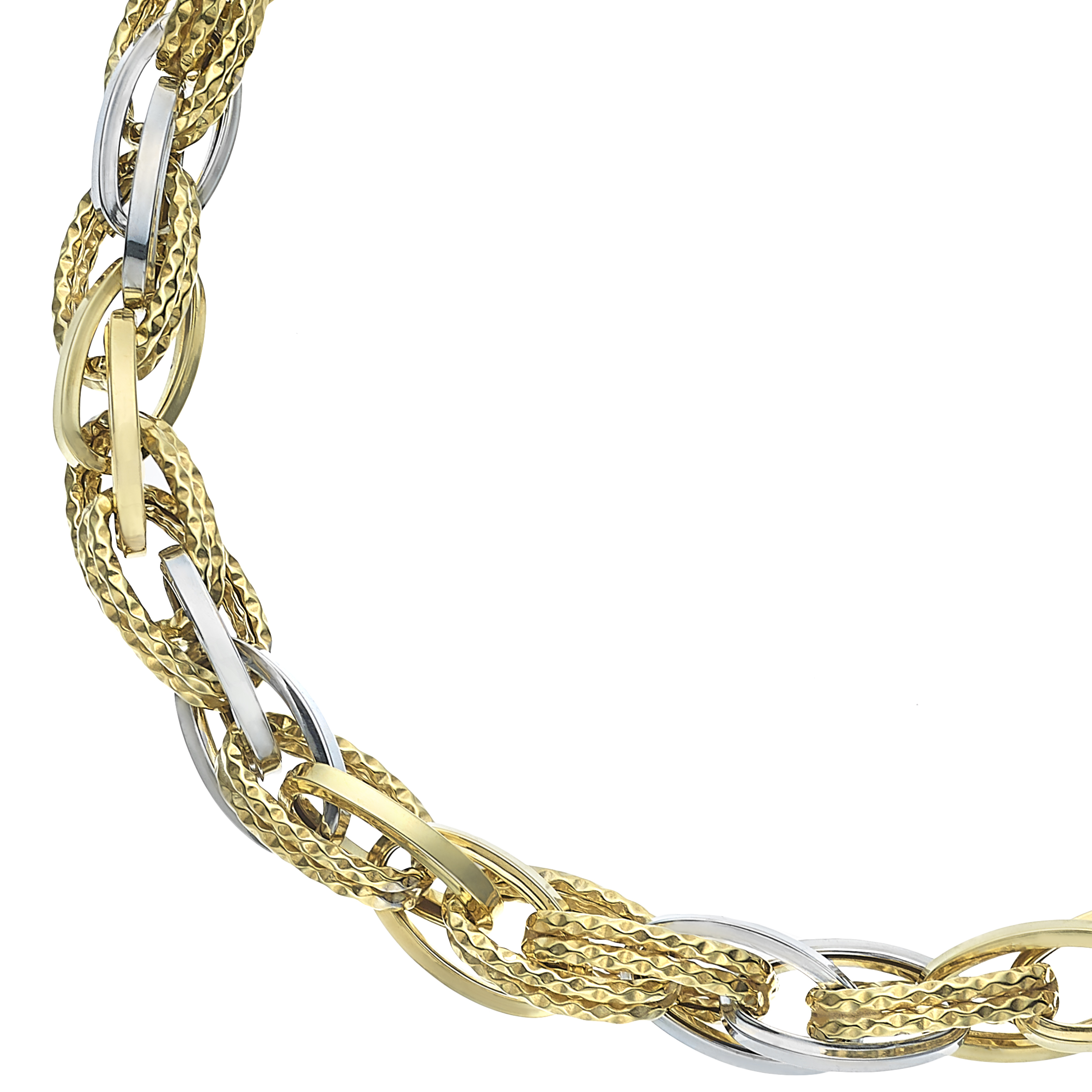 9ct Two-Tone Gold Contrasting Link Chain Bracelet