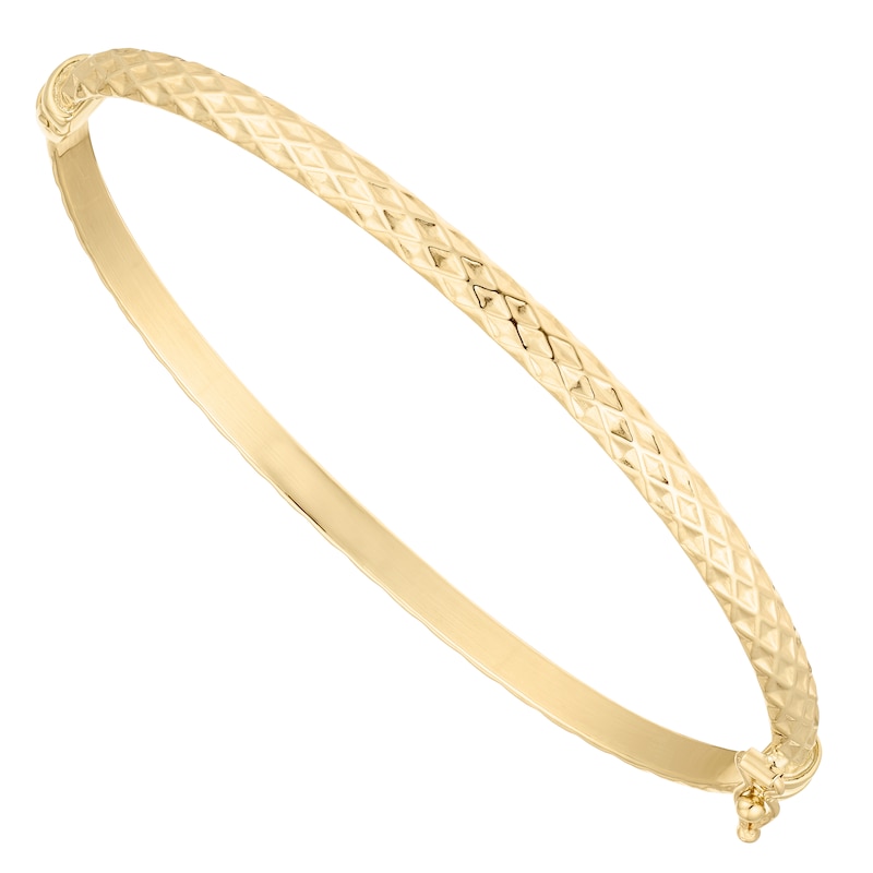 Main Image 1 of 9ct Yellow Gold Criss Cross Hinged Bangle