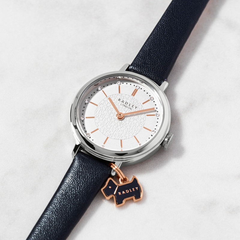 Main Image 3 of Radley Crystal Ladies' White Dial Blue Leather Strap Watch