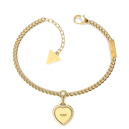 Guess Yellow Gold Plated Crystal Heart Bracelet