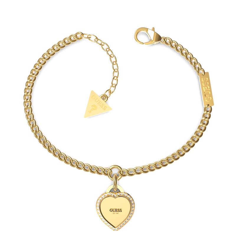 Main Image 1 of Guess Yellow Gold Plated Crystal Heart Bracelet