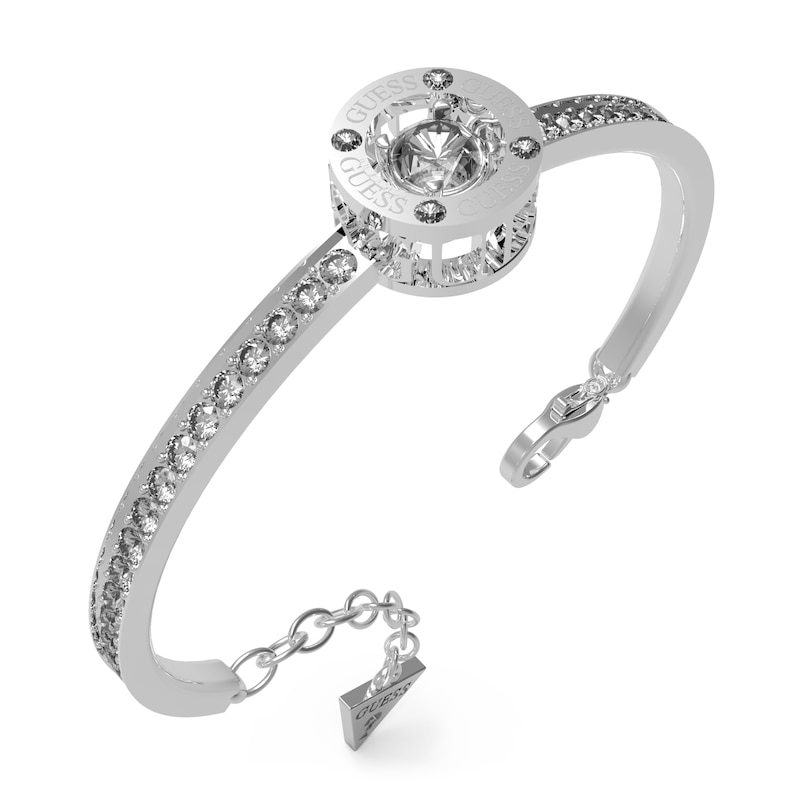 Guess Rhodium Plated Crystal Bangle