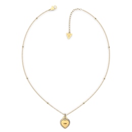Guess Yellow Gold Plated Crystal Heart Stud Pendant