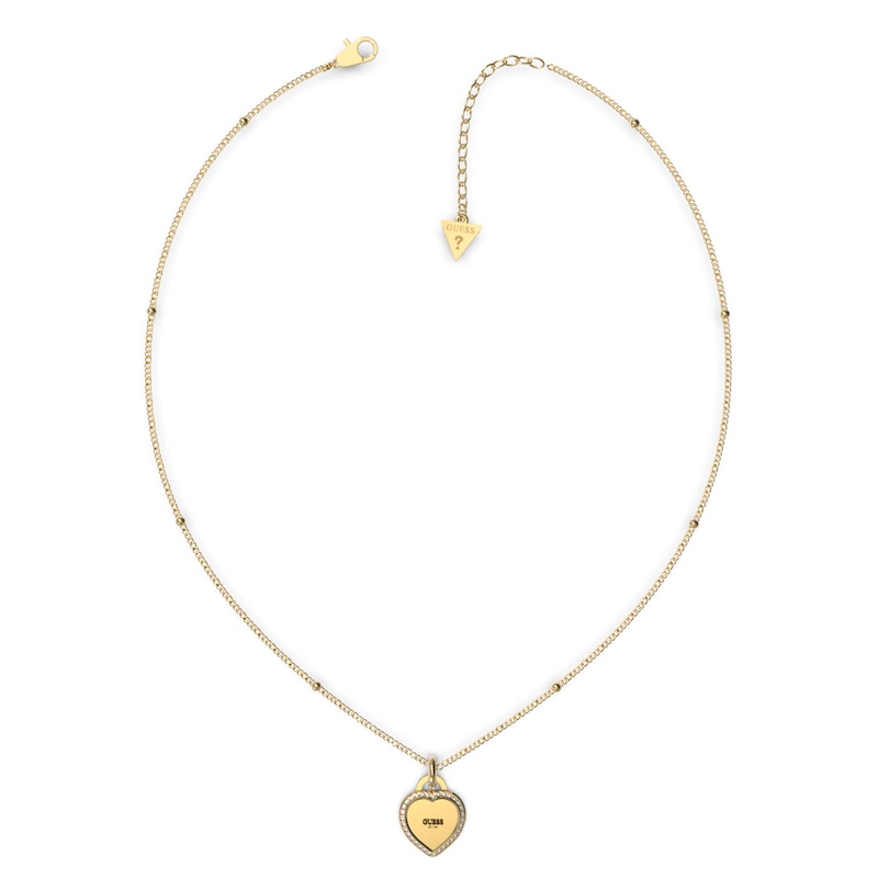 Guess Yellow Gold Plated Crystal Heart Stud Pendant