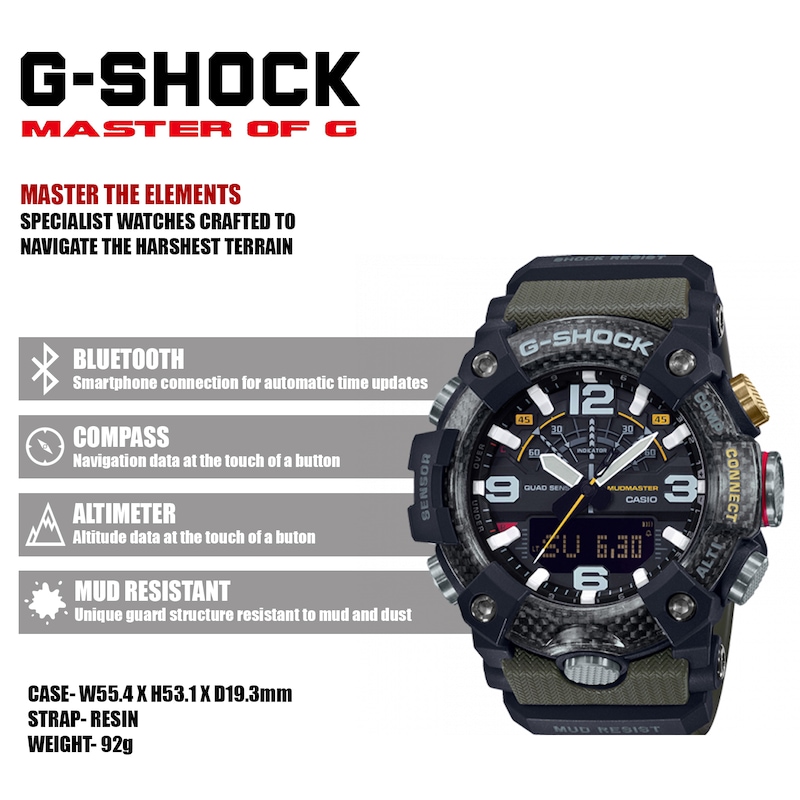 Main Image 8 of G-Shock GG-B100-1A3ER Men's Mudmaster Khaki Resin Strap Watch