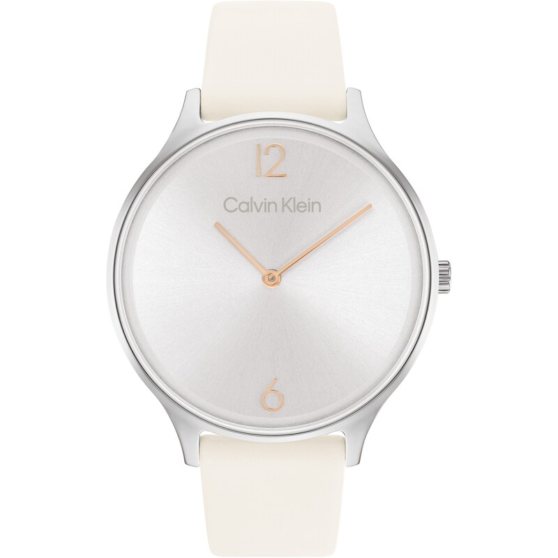 Calvin Klein Timeless Ladies' White Leather Strap Watch