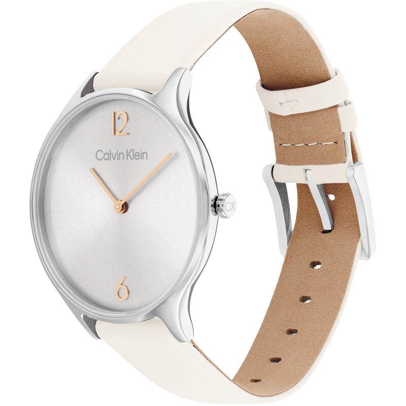 Calvin Klein Timeless Ladies' White Leather Strap Watch