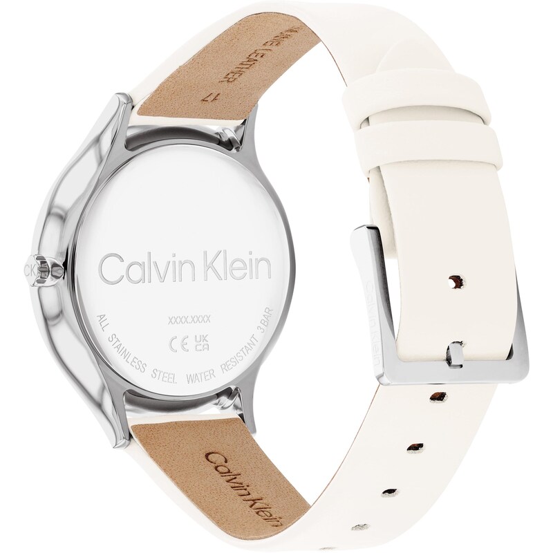 Calvin Klein Timeless Ladies' White Leather Strap Watch