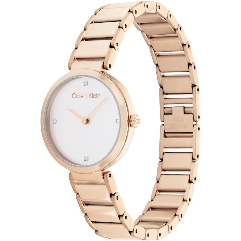 Calvin Klein T-Bar Ladies Yellow Gold Tone Ion Plated Watch