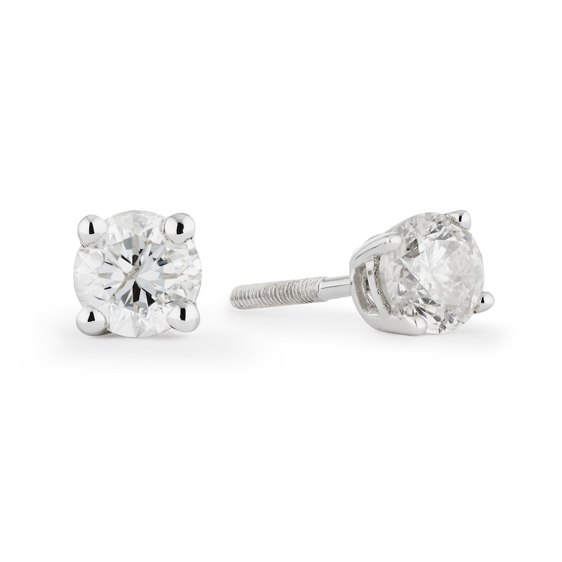 Main Image 1 of 9ct White Gold 0.66ct Diamond Solitaire Stud Earrings